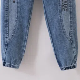 Kookie Kids Full Length Denim Jeans With Text Print - Blue image 4