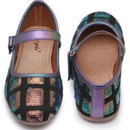 boyz n galz Sequins Embellished Metallic Velcro Closure Mary Jane Ballerinas - Multi Colour image 5