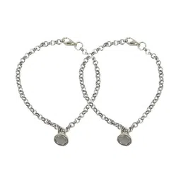 j.s enterprises Ringzinnie Set Of 2 Silver Toned Couple Pendants & Bracelet Jewellery Set image 3