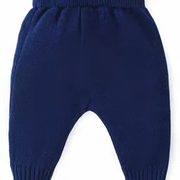 Babyhug Knitted Full Sleeves Pullover Sweater Set with Cap & Chevron Design - Navy Blue image 5