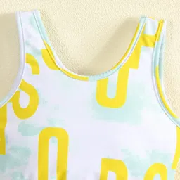 Mark & Mia Sleeveless Two Piece Swimsuit with Text Print - Yellow image 5