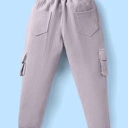 Rikidoos Full Sleeves Textured Light Winter Hooded Sweatshirt With Joggers Set - Light Grey image 5