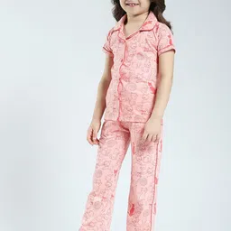 Monte Carlo Girls Printed Lapel Collar Night Suit image 5