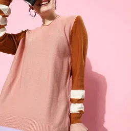 Mast & Harbour Women Dusty Pink College Cool Whipped for Varsity Pullover-picture-42