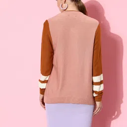 Mast & Harbour Women Dusty Pink College Cool Whipped for Varsity Pullover image 3