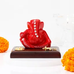 Traditional Crimson Red Ganesha Idol Hamper image 2
