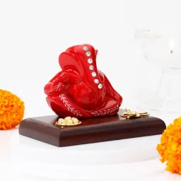Traditional Crimson Red Ganesha Idol Hamper image 3