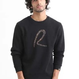 Rare Rabbit Black Regular Fit Graphic Sweatshirt-picture-3