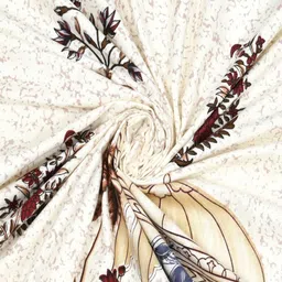 INDRA'S Off White & Blue Ethnic Motifs 160 TC King Bedsheet with 2 Pillow Covers image 2