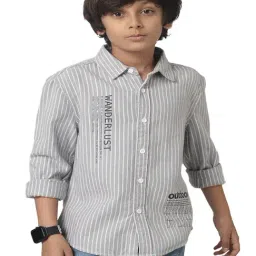 Under Fourteen Only Kids Grey Striped Full Sleeves Shirt-image-70