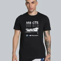 Puma Black Cotton Regular Fit Printed Sports T-Shirt-image-90