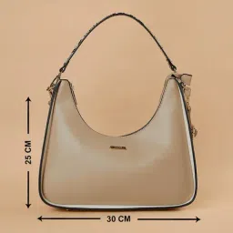 Code by Lifestyle Beige Color Block Hobo Handbag image 5