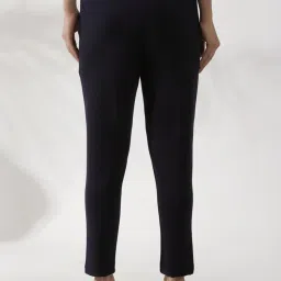 W Navy Mid Rise Pants image 2