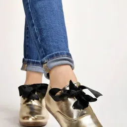 Shoetopia Kids Gold Oxford Shoes-image-43