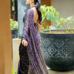 MIRCHI FASHION Chevron Printed Sequinned Chiffon Ready to Wear Saree image 5