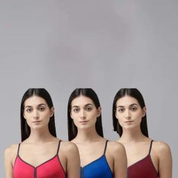 AROUSY Pink & Blue Cotton T-Shirt Bra - Pack Of 3-picture-40