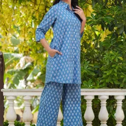 SAY Blue Printed Pyjamas Set image 2