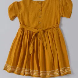 Bella Moda Kids Mustard Solid Fit & Flare Dress with Bloomers image 2