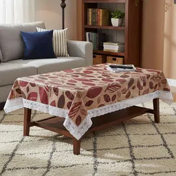 Kuber Industries Brown Floral Anti-Skid 4-Seater Table Cover-picture-44