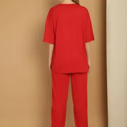 Vimal Jonney Red Cotton Printed T-Shirt & Track Pants Set image 2