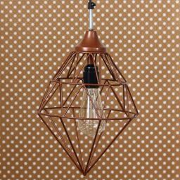 ecraftindia Edison Filament Copper Finish Diamond Cage Pendant Light, Ceiling Hanging Lamp-picture-39