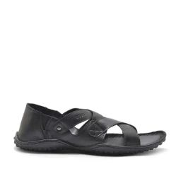 woodland Woods Men's Black Cross Strap Sandals-picture-18