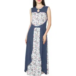 PATRORNA Grey & White Printed Nighty-image-29
