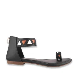 Shoetopia Women's Black Ankle Strap Sandals image 2