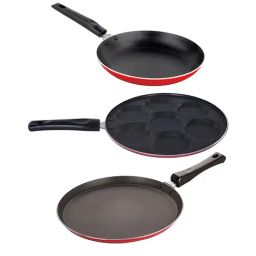 Nirlon Red Aluminium Non-Stick Cookware Set of 3-picture-9