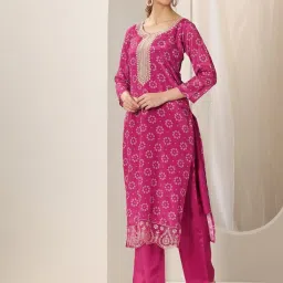 Libas Pink Bandhani Kurta and Pant with Dupatta image 2