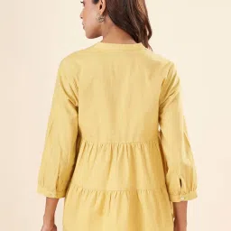 Akkriti by Pantaloons Yellow Cotton Embroidered Top image 2