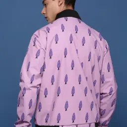 SHOWOFFFF Pink Nylon Slim Fit Graphic Jacket image 4