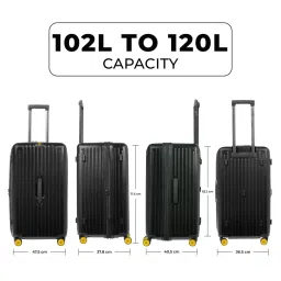 Eume Trunk Charcoal Black Striped Hard Cabin Trolley Bag image 2