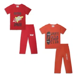 Vimal Jonney Kids Red Printed T-Shirt Set-picture-14