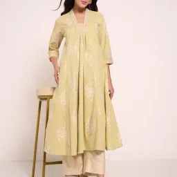 Rangmanch By Pantaloons Yellow Cotton Regular Fit Printed Kurta image 4