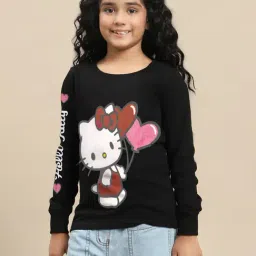 Kidsville Girls Black Printed Sweatshirt-image-99