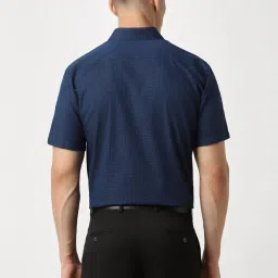 Peter England Navy Regular Fit Checks Shirt image 2