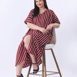 Qurvii Maroon Stripes Regular Fit Dress-picture-16