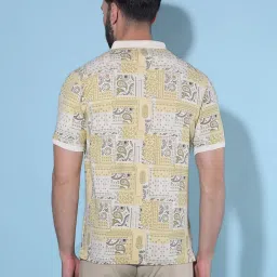 Crimsoune Club Yellow Cotton Slim Fit Printed Polo T-Shirt image 2