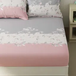 Bianca Beumonte Blue & Pink Microfibre 152 TC Double Bedsheet with 2 Pillow Covers image 2