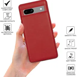 Sprig PU Leather Back Cover for Google Pixel 7A 5G (Red) image 2