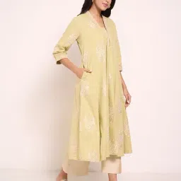 Rangmanch By Pantaloons Yellow Cotton Regular Fit Printed Kurta image 3