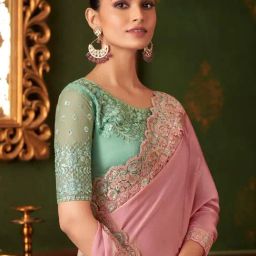 Saree Mall Mauve Chiffon Embellished Saree with Blouse Piece-picture-11