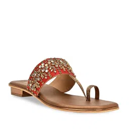 Rocia by Regal Women's Antique Gold Toe Ring Sandals image 2
