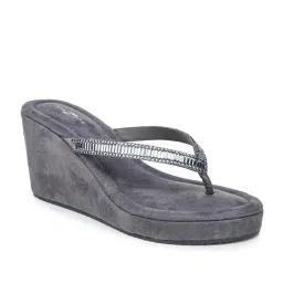 Shezone Women's Grey Thong Wedges image 2