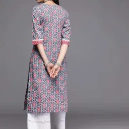 Libas Multicolored Cotton Printed Straight Kurta image 2