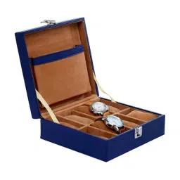 Leather World Blue Watch Box Holder Organizer Case in 8 Slots-image-71