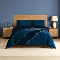 Spaces Dark Teal Cotton Jadau Ornate Printed Double Quilt-image-28