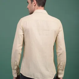 Crimsoune Club Beige Blended Slim Fit Solid Shirt image 2