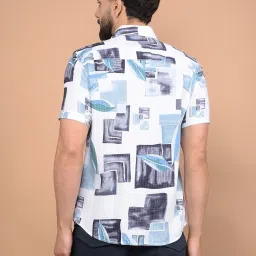 Crimsoune Club Blue Viscose Slim Fit Graphic Shirt image 2